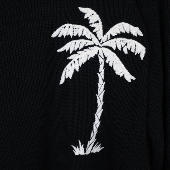 Belle Beach Kim Gravel Size 1X Black Palm Tree Shaker Knit Sweater A643640 - Picture 3 of 8